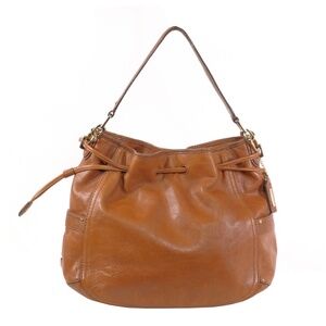 COLE HAAN Slouchy Hobo Tote Purse Shoulder Bag Chestnut Brown Genuine Leather